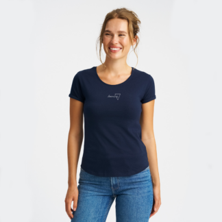 T-Shirt mit aufgerollten Ärmeln Damenschnitt Navy